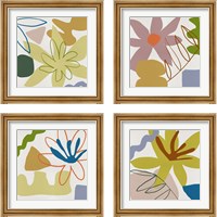 Framed 'Flower Petals 4 Piece Framed Art Print Set' border=