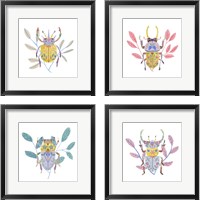 Framed 'Floral Beetles 4 Piece Framed Art Print Set' border=