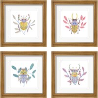 Framed 'Floral Beetles 4 Piece Framed Art Print Set' border=