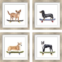 Framed Pups on Wheels 4 Piece Framed Art Print Set