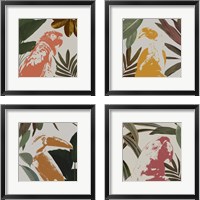 Framed Graphic Tropical Bird  4 Piece Framed Art Print Set