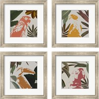 Framed 'Graphic Tropical Bird  4 Piece Framed Art Print Set' border=