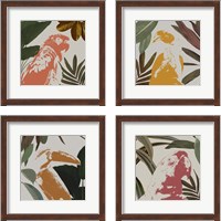 Framed 'Graphic Tropical Bird  4 Piece Framed Art Print Set' border=