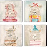 Framed 'Lids Bear 4 Piece Canvas Print Set' border=