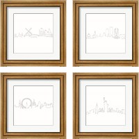 Framed 'Once Line City 4 Piece Framed Art Print Set' border=