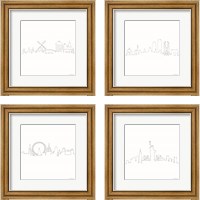 Framed 'Once Line City 4 Piece Framed Art Print Set' border=