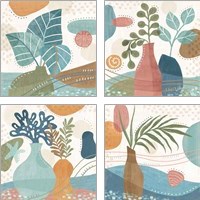 Framed 'Coastal Creations 4 Piece Art Print Set' border=