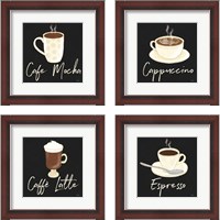 Framed 'Fresh Coffee 4 Piece Framed Art Print Set' border=