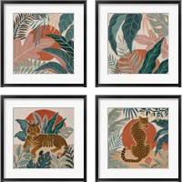 Framed 'Big Cat Beauty 4 Piece Framed Art Print Set' border=