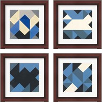 Framed 'Triangles 4 Piece Framed Art Print Set' border=