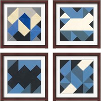 Framed 'Triangles 4 Piece Framed Art Print Set' border=
