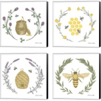 Framed Happy to Bee Home 4 Piece Canvas Print Set