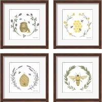 Framed 'Happy to Bee Home 4 Piece Framed Art Print Set' border=