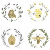 Framed Happy to Bee Home 4 Piece Art Print Set