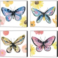 Framed 'Beautiful Butterfly 4 Piece Canvas Print Set' border=