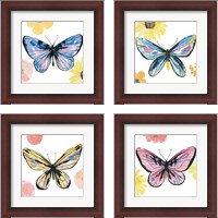 Framed 'Beautiful Butterfly 4 Piece Framed Art Print Set' border=