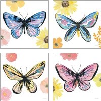 Framed 'Beautiful Butterfly 4 Piece Art Print Set' border=
