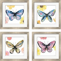 Framed 'Beautiful Butterfly 4 Piece Framed Art Print Set' border=