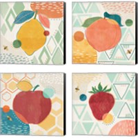 Framed 'Fruit Frenzy 4 Piece Canvas Print Set' border=