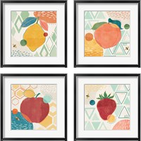 Framed 'Fruit Frenzy 4 Piece Framed Art Print Set' border=