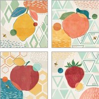 Framed 'Fruit Frenzy 4 Piece Art Print Set' border=