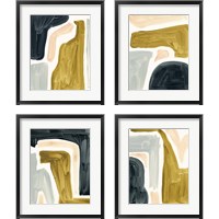 Framed Brushy Shapes 4 Piece Framed Art Print Set