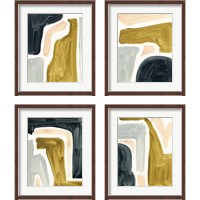 Framed Brushy Shapes 4 Piece Framed Art Print Set