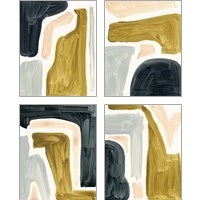 Framed 'Brushy Shapes 4 Piece Art Print Set' border=