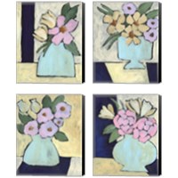 Framed 'Distressed Bouquet 4 Piece Canvas Print Set' border=