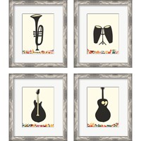 Framed 'Cut Paper Instruments 4 Piece Framed Art Print Set' border=