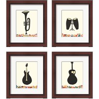 Framed 'Cut Paper Instruments 4 Piece Framed Art Print Set' border=