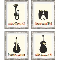 Framed 'Cut Paper Instruments 4 Piece Framed Art Print Set' border=