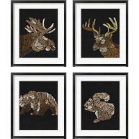 Framed 'Forest Dweller 4 Piece Framed Art Print Set' border=