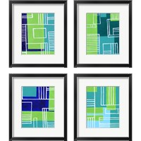 Framed 'On the Line 4 Piece Framed Art Print Set' border=