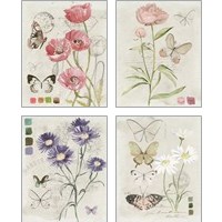 Framed 'Field Notes Florals 4 Piece Art Print Set' border=