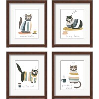 Framed 'Coffee Cats 4 Piece Framed Art Print Set' border=