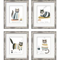 Framed 'Coffee Cats 4 Piece Framed Art Print Set' border=