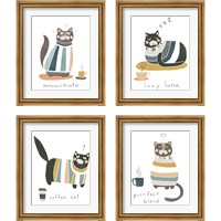 Framed 'Coffee Cats 4 Piece Framed Art Print Set' border=