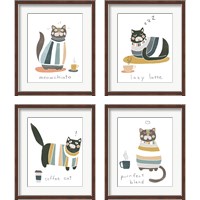 Framed 'Coffee Cats 4 Piece Framed Art Print Set' border=