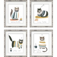 Framed 'Coffee Cats 4 Piece Framed Art Print Set' border=