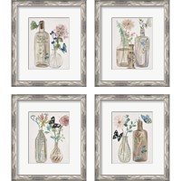 Framed 'Butterflies & Flowers 4 Piece Framed Art Print Set' border=