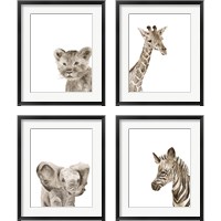 Framed 'Safari Animal Portraits 4 Piece Framed Art Print Set' border=