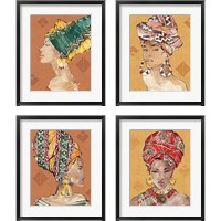 Framed African Flair Warm 4 Piece Framed Art Print Set