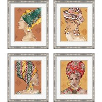 Framed 'African Flair Warm 4 Piece Framed Art Print Set' border=