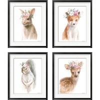 Framed 'Wild for Flowers 4 Piece Framed Art Print Set' border=
