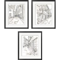 Framed European City Sketch 3 Piece Framed Art Print Set