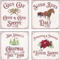 Framed Vintage Christmas Signs4 Piece Art Print Set