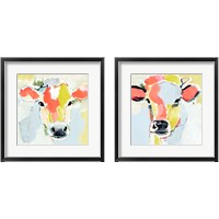 Framed 'Pastel Cow 2 Piece Framed Art Print Set' border=