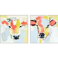 Framed Pastel Cow 2 Piece Art Print Set