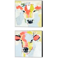 Framed 'Pastel Cow 2 Piece Canvas Print Set' border=